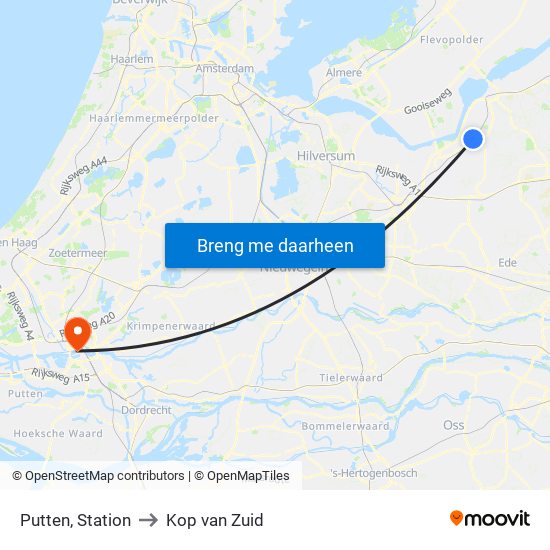 Putten, Station to Kop van Zuid map