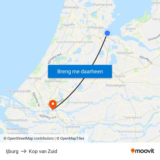 Ijburg to Kop van Zuid map