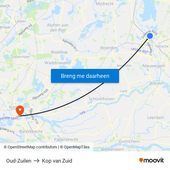 Oud-Zuilen to Kop van Zuid map