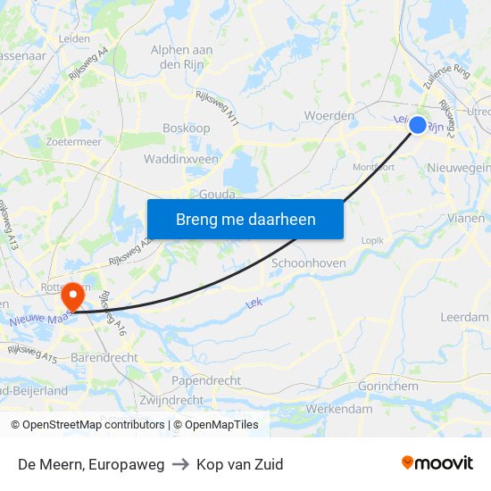 De Meern, Europaweg to Kop van Zuid map