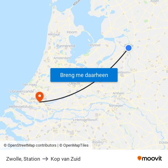 Zwolle, Station to Kop van Zuid map