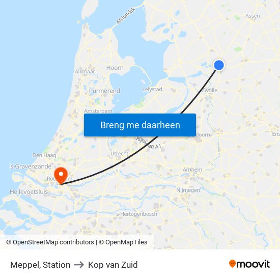Meppel, Station to Kop van Zuid map