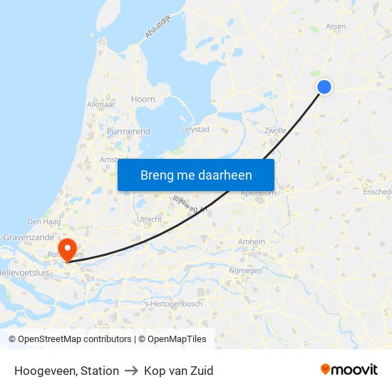 Hoogeveen, Station to Kop van Zuid map