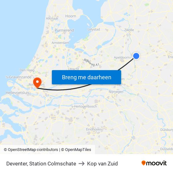 Deventer, Station Colmschate to Kop van Zuid map