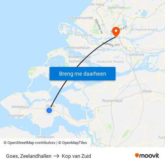 Goes, Zeelandhallen to Kop van Zuid map