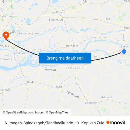 Nijmegen, Spinozageb/Tandheelkunde to Kop van Zuid map