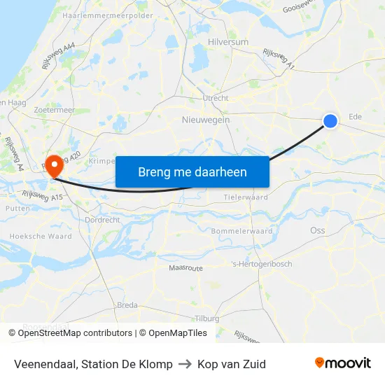 Veenendaal, Station De Klomp to Kop van Zuid map