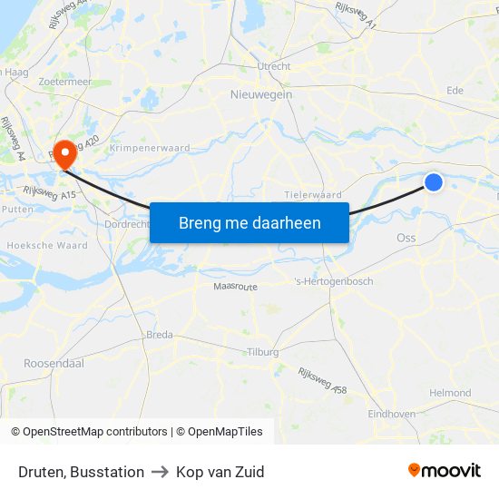 Druten, Busstation to Kop van Zuid map
