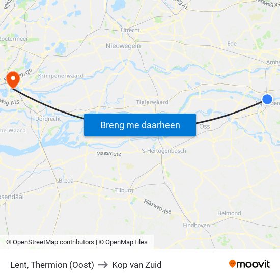 Lent, Thermion (Oost) to Kop van Zuid map