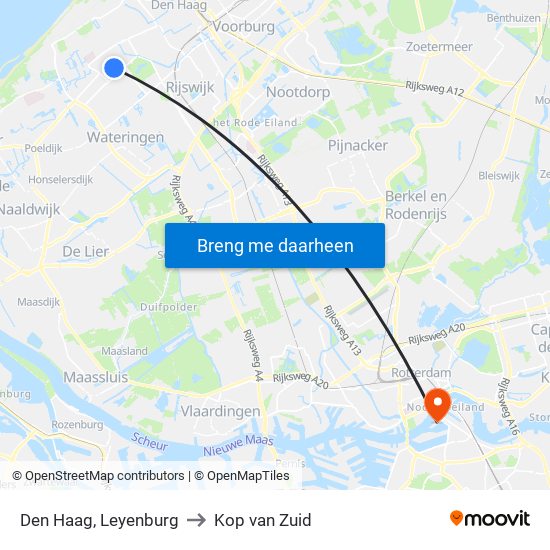 Den Haag, Leyenburg to Kop van Zuid map