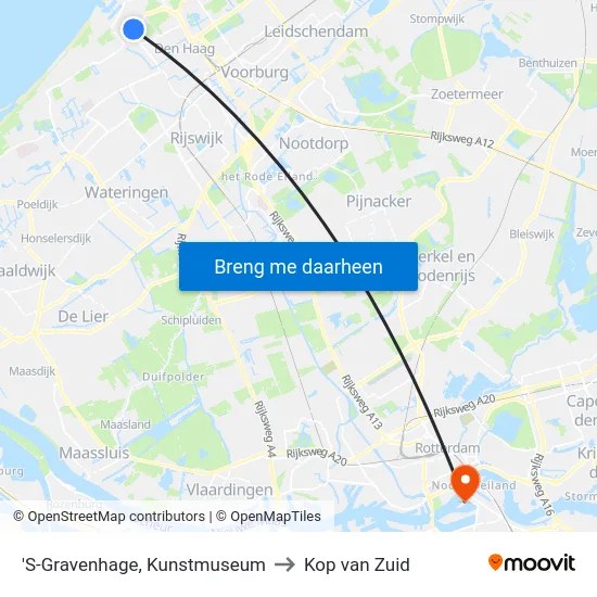 'S-Gravenhage, Kunstmuseum to Kop van Zuid map