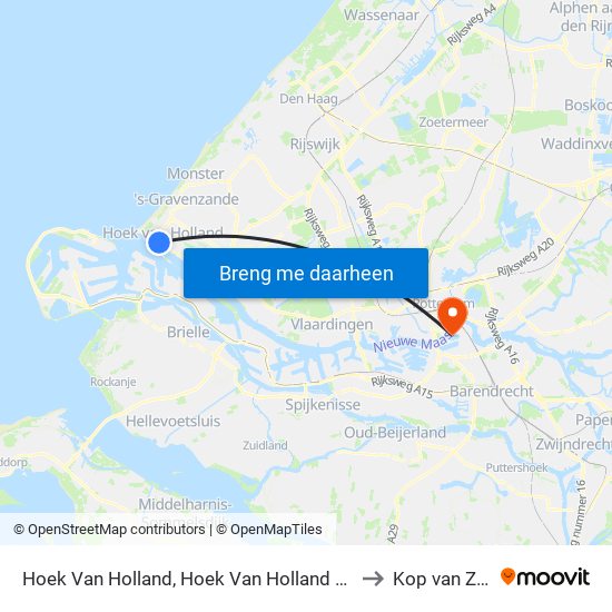 Hoek Van Holland, Hoek Van Holland Haven to Kop van Zuid map