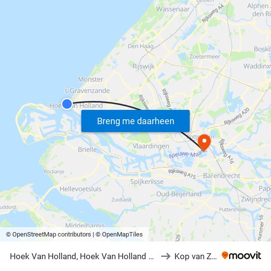 Hoek Van Holland, Hoek Van Holland Strand to Kop van Zuid map