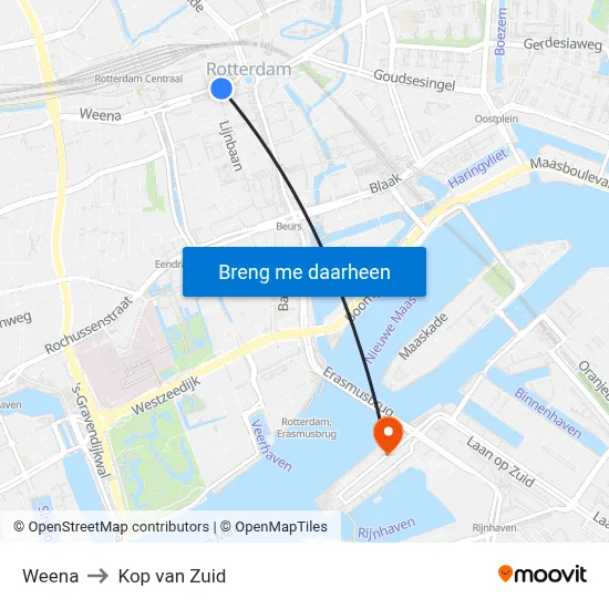 Weena to Kop van Zuid map