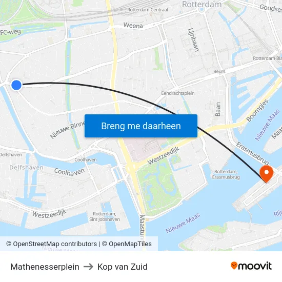 Mathenesserplein to Kop van Zuid map