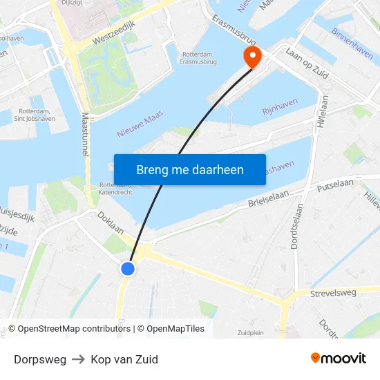 Dorpsweg to Kop van Zuid map