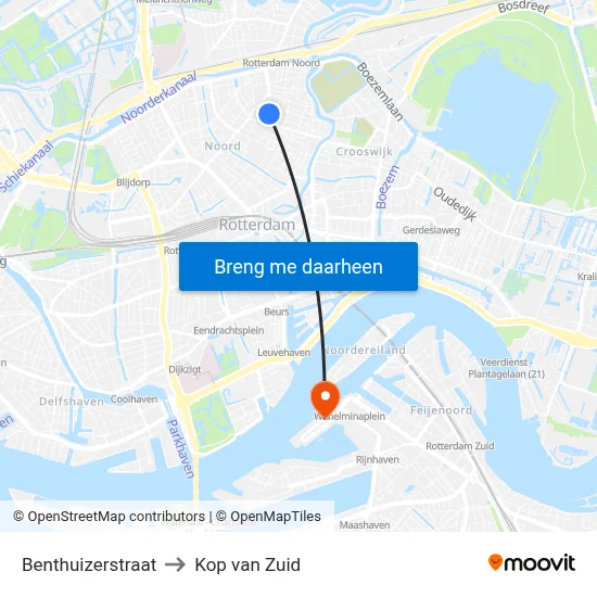 Benthuizerstraat to Kop van Zuid map