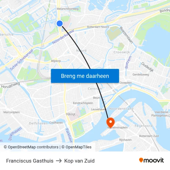 Franciscus Gasthuis to Kop van Zuid map