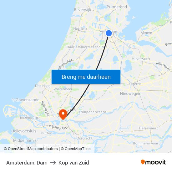 Amsterdam, Dam to Kop van Zuid map
