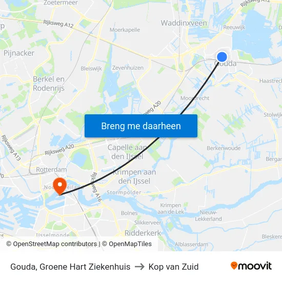 Gouda, Groene Hart Ziekenhuis to Kop van Zuid map