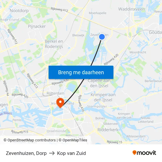 Zevenhuizen, Dorp to Kop van Zuid map