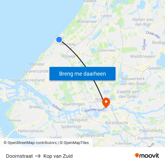 Doornstraat to Kop van Zuid map