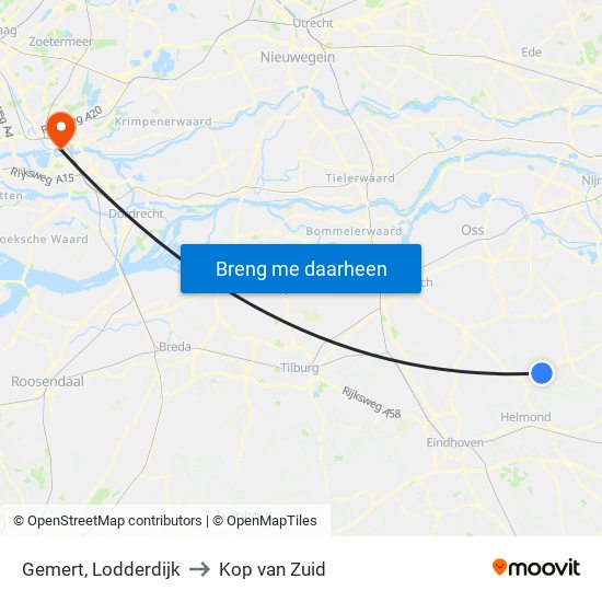 Gemert, Lodderdijk to Kop van Zuid map