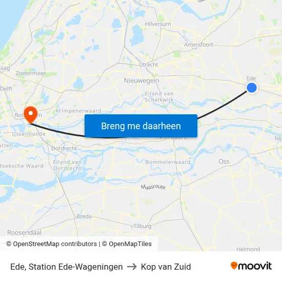 Ede, Station Ede-Wageningen to Kop van Zuid map