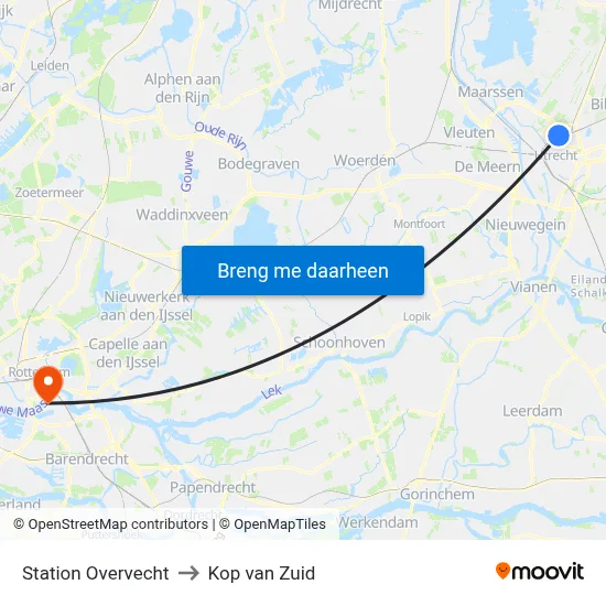 Station Overvecht to Kop van Zuid map