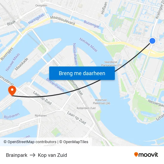 Brainpark to Kop van Zuid map