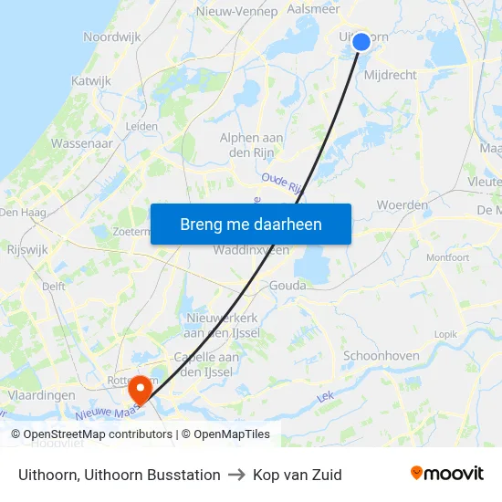 Uithoorn, Uithoorn Busstation to Kop van Zuid map