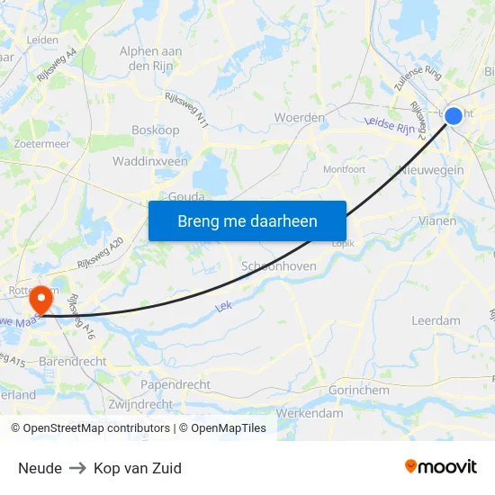Neude to Kop van Zuid map