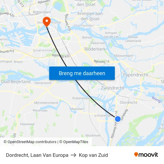 Dordrecht, Laan Van Europa to Kop van Zuid map