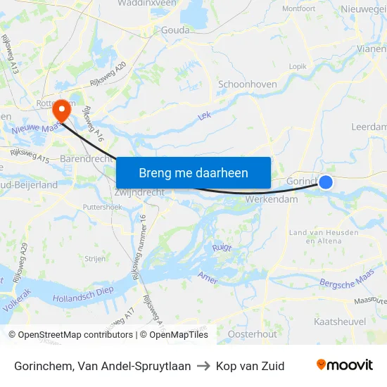 Gorinchem, Van Andel-Spruytlaan to Kop van Zuid map