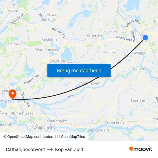 Catharijneconvent to Kop van Zuid map