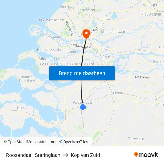 Roosendaal, Staringlaan to Kop van Zuid map