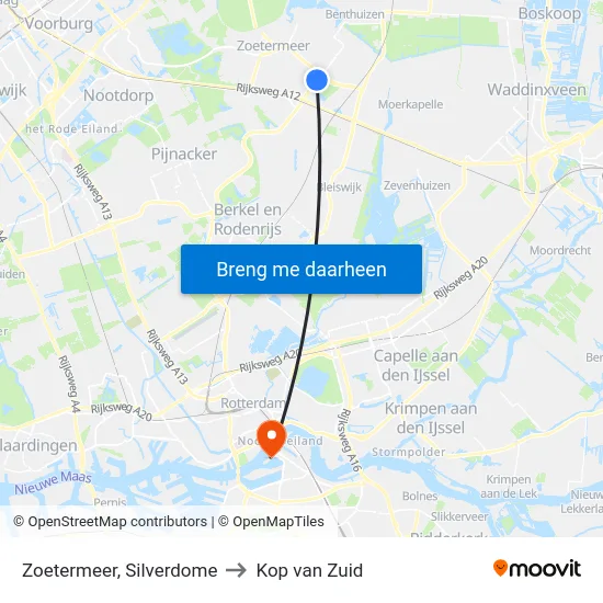 Zoetermeer, Silverdome to Kop van Zuid map