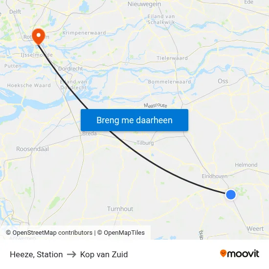 Heeze, Station to Kop van Zuid map
