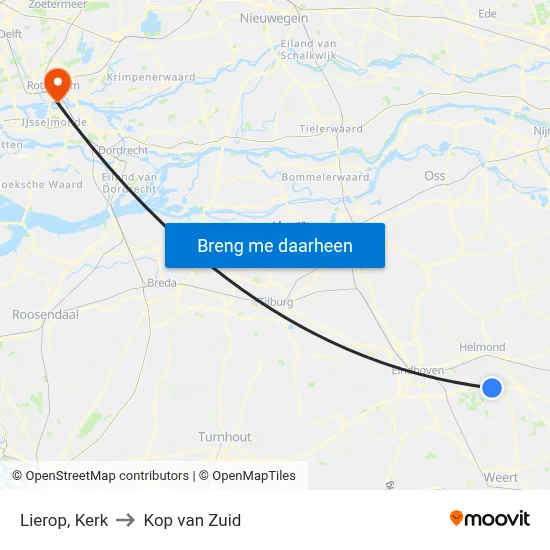 Lierop, Kerk to Kop van Zuid map