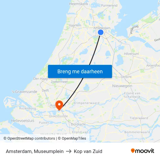 Amsterdam, Museumplein to Kop van Zuid map