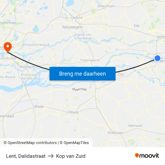 Lent, Dalidastraat to Kop van Zuid map