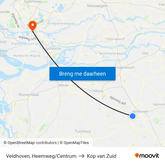 Veldhoven, Heemweg/Centrum to Kop van Zuid map