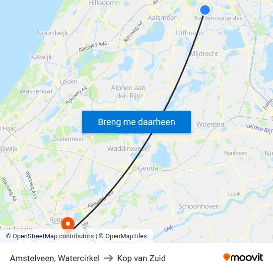 Amstelveen, Watercirkel to Kop van Zuid map