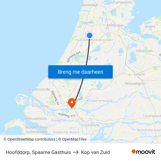 Hoofddorp, Spaarne Gasthuis to Kop van Zuid map