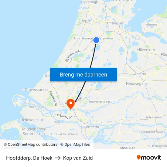 Hoofddorp, De Hoek to Kop van Zuid map