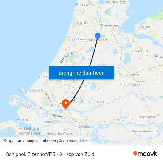 Schiphol, Elzenhof/P5 to Kop van Zuid map