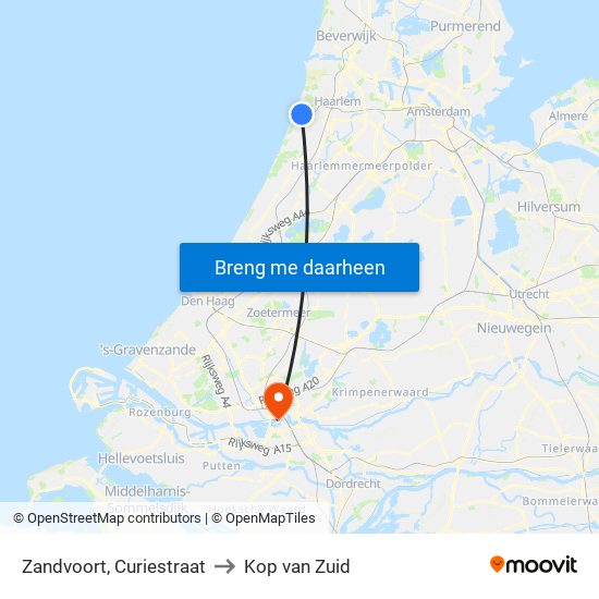 Zandvoort, Curiestraat to Kop van Zuid map