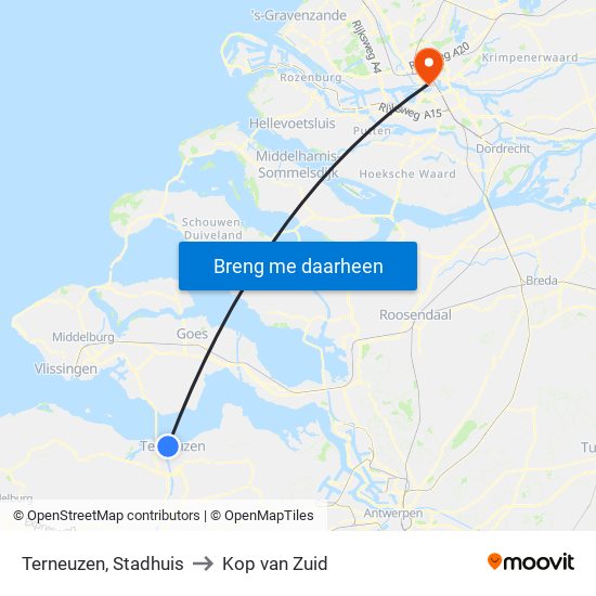 Terneuzen, Stadhuis to Kop van Zuid map