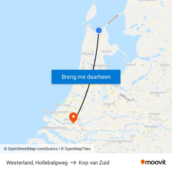 Westerland, Hollebalgweg to Kop van Zuid map
