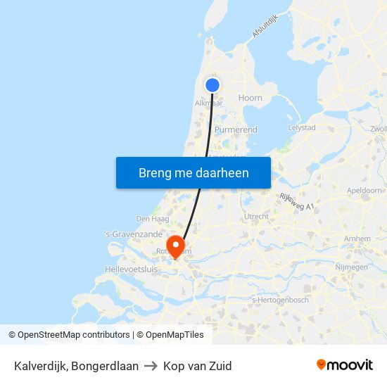 Kalverdijk, Bongerdlaan to Kop van Zuid map